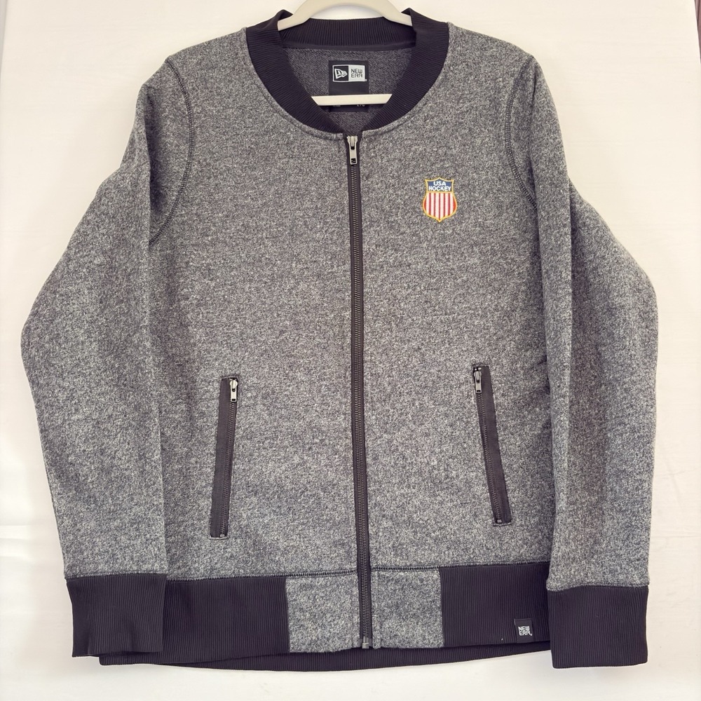 New Era‎  USA Hockey Full Zip Jacket Gray/Black Activewear Womens Large